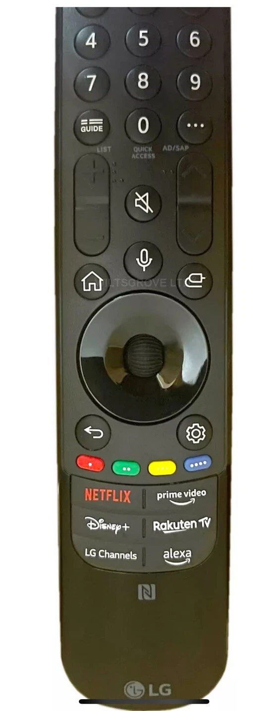 תקריב כפתורים שלט מקורי LG MR23GN כולל כפתור Rakuten TV