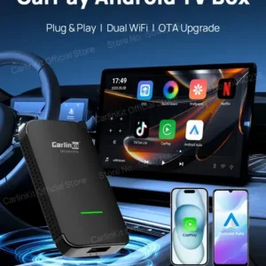 גב שלט CarlinKit 4.0 CP2A Pro 3-In-1 Android TV Box CarPlay Ai Box Support Netflix YouTube Wireless CarPlay &Android Auto Smart Car Box